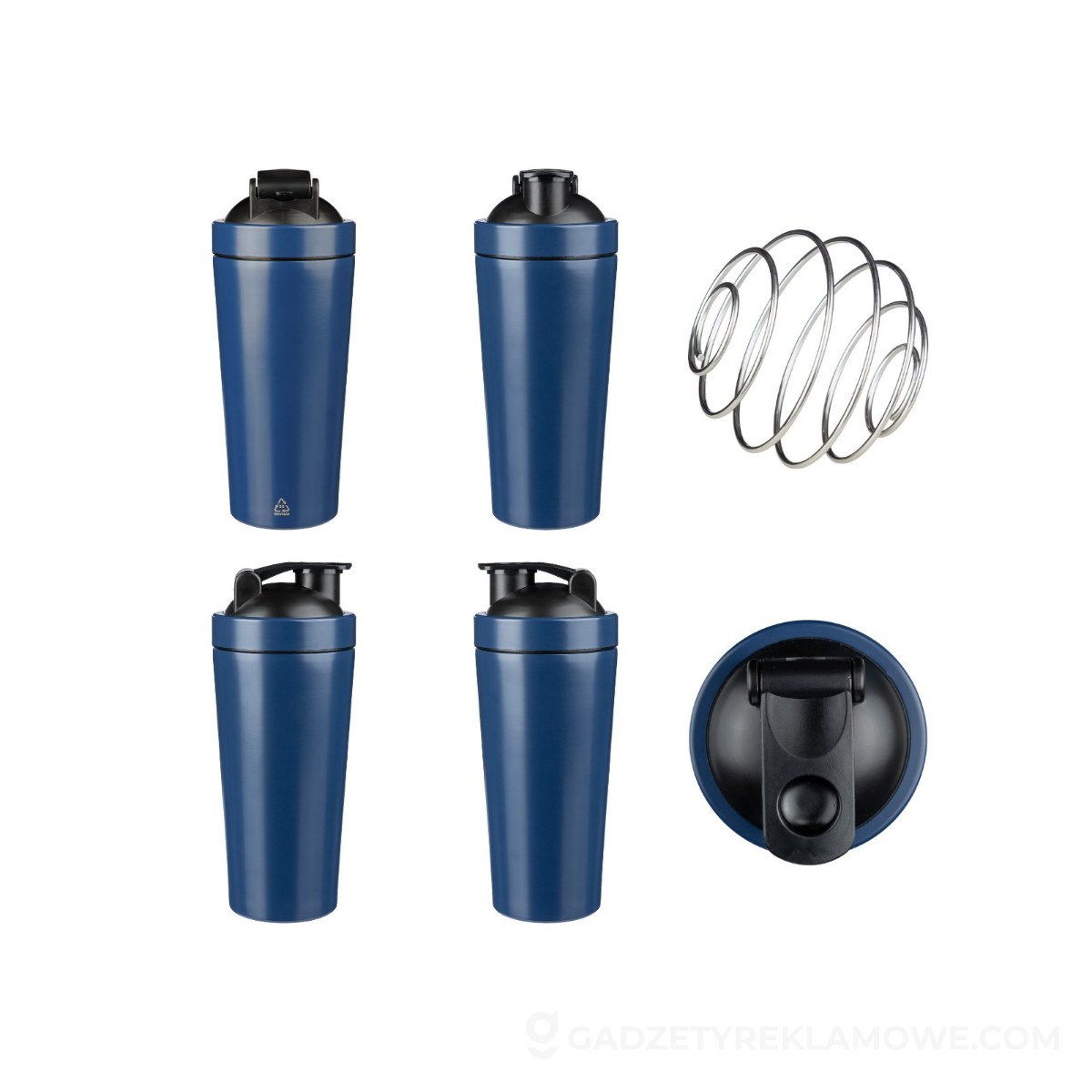 Butelka sportowa 750 ml, shaker - błękitna