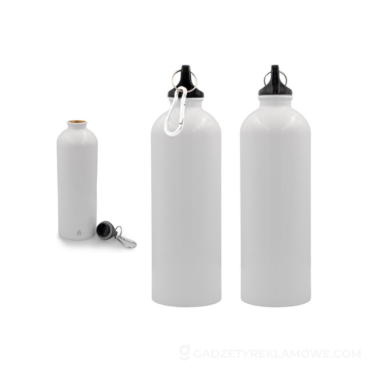 Butelka sportowa 750 ml z karabińczykiem | Laveriano - biała