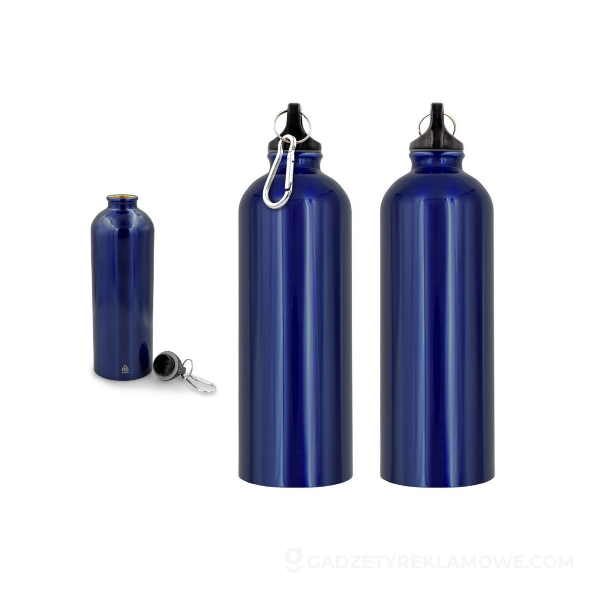 Butelka sportowa 750 ml z karabińczykiem | Laveriano - granatowa