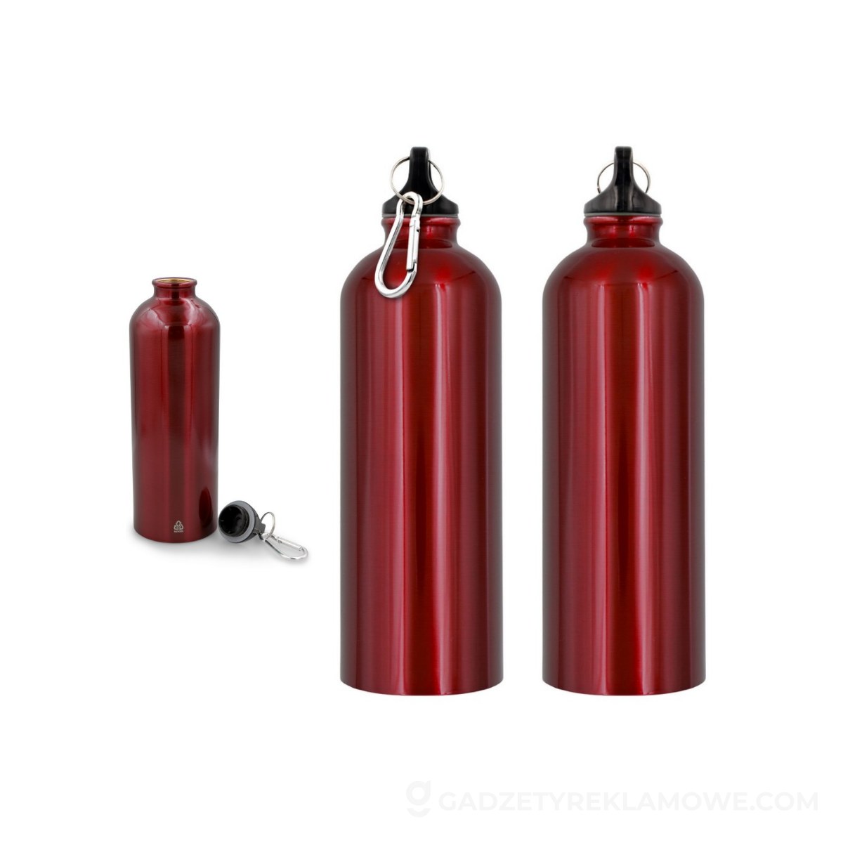 Butelka sportowa 750 ml z karabińczykiem | Laveriano - czerwona