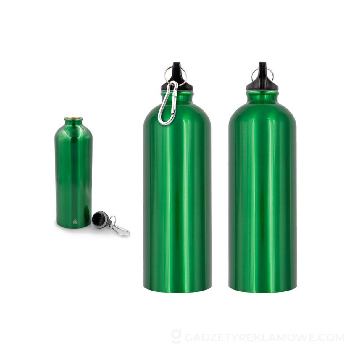 Butelka sportowa 750 ml z karabińczykiem | Laveriano - zielona
