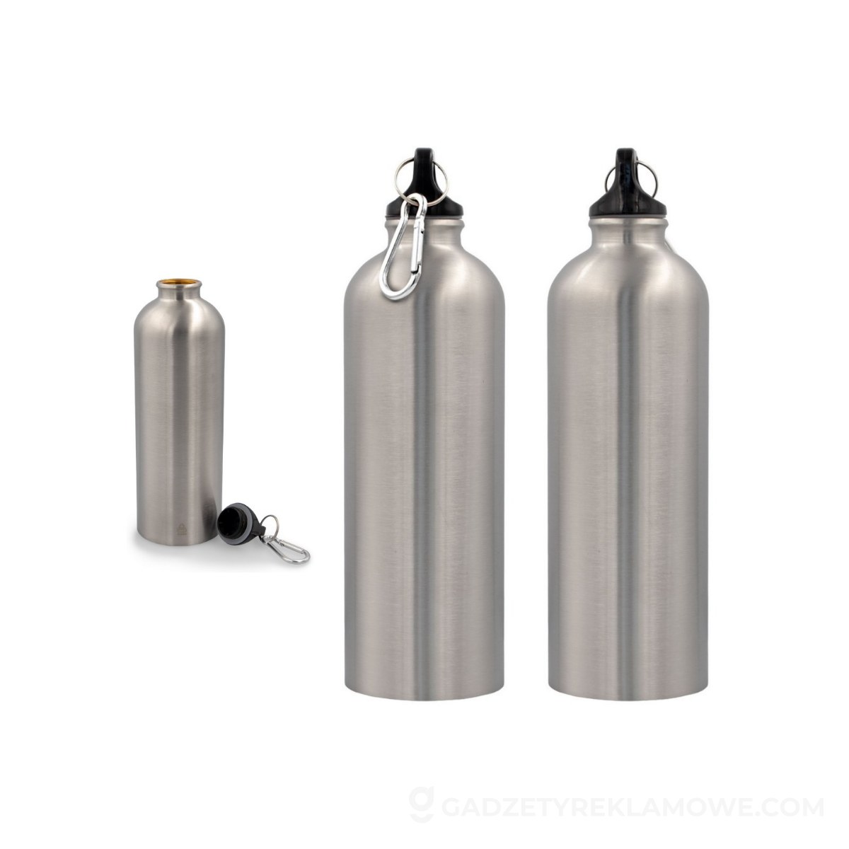 Butelka sportowa 750 ml z karabińczykiem | Laveriano - srebrna