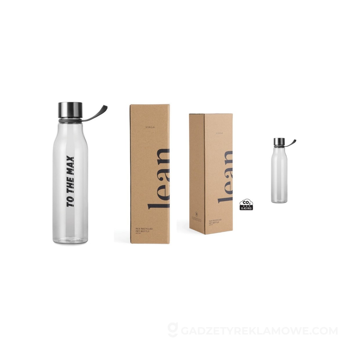 Butelka sportowa 800 ml VINGA Lean RPET - neutralna