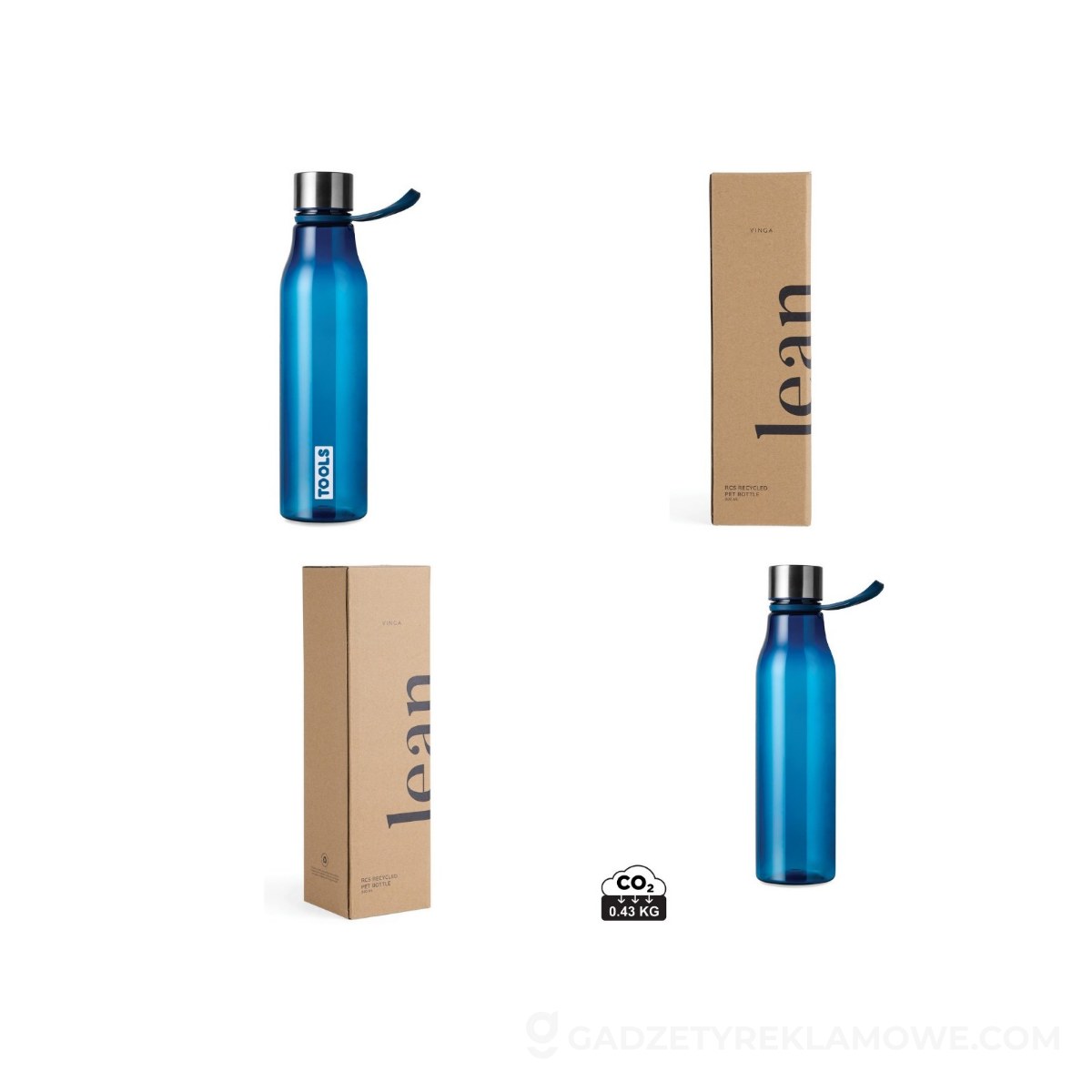 Butelka sportowa 800 ml VINGA Lean RPET - niebieska