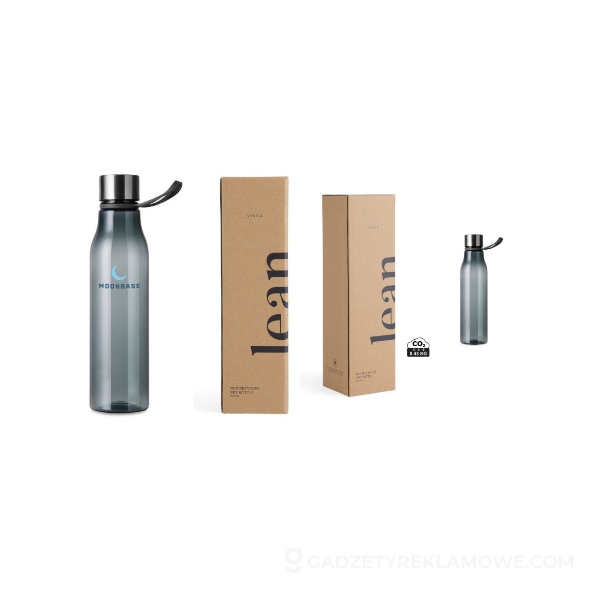 Butelka sportowa 800 ml VINGA Lean RPET - szara