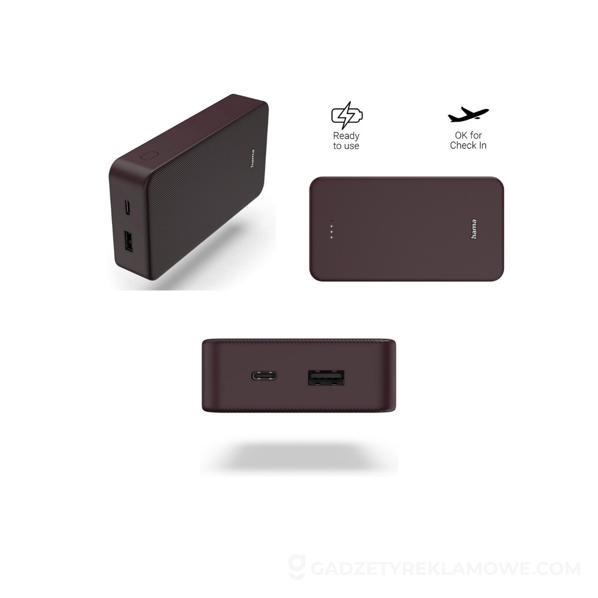 AXP-VH024-12-wariantu-watermark Power bank 20000 mAh Hama Power Pack - burgundowy