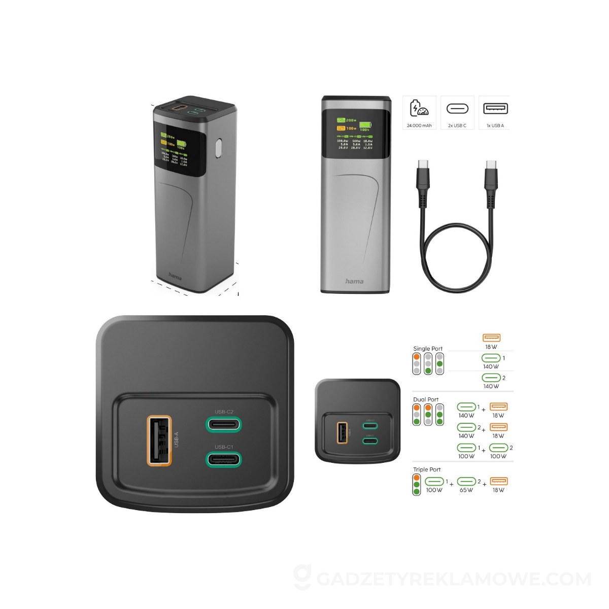 AXP-VH030-15-wariantu-watermark Powerbank 24000 mAh Hama High Power 200 W - grafitowy