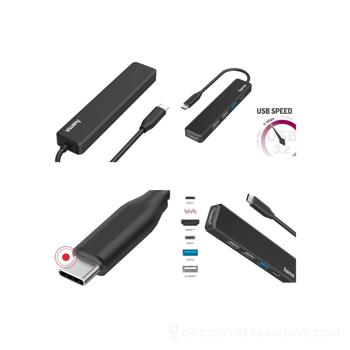 AXP-VH071-03-wariantu-watermark Hub Hama USB-C z HDMI i USB - czarny