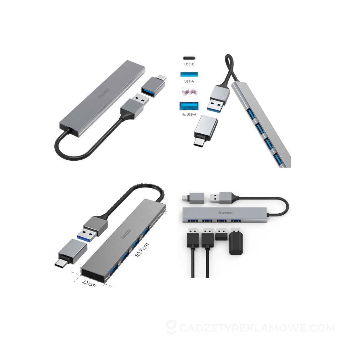 AXP-VH072-19-wariantu-watermark Hub USB, USB-C Hama - szary