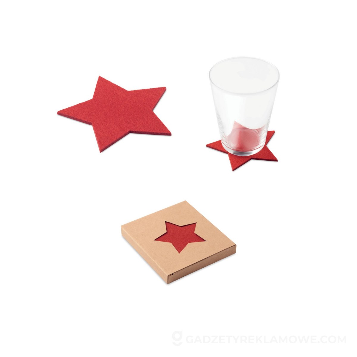 Zestaw 4 podkładek, RPET filc STARGUARD - czerwonych