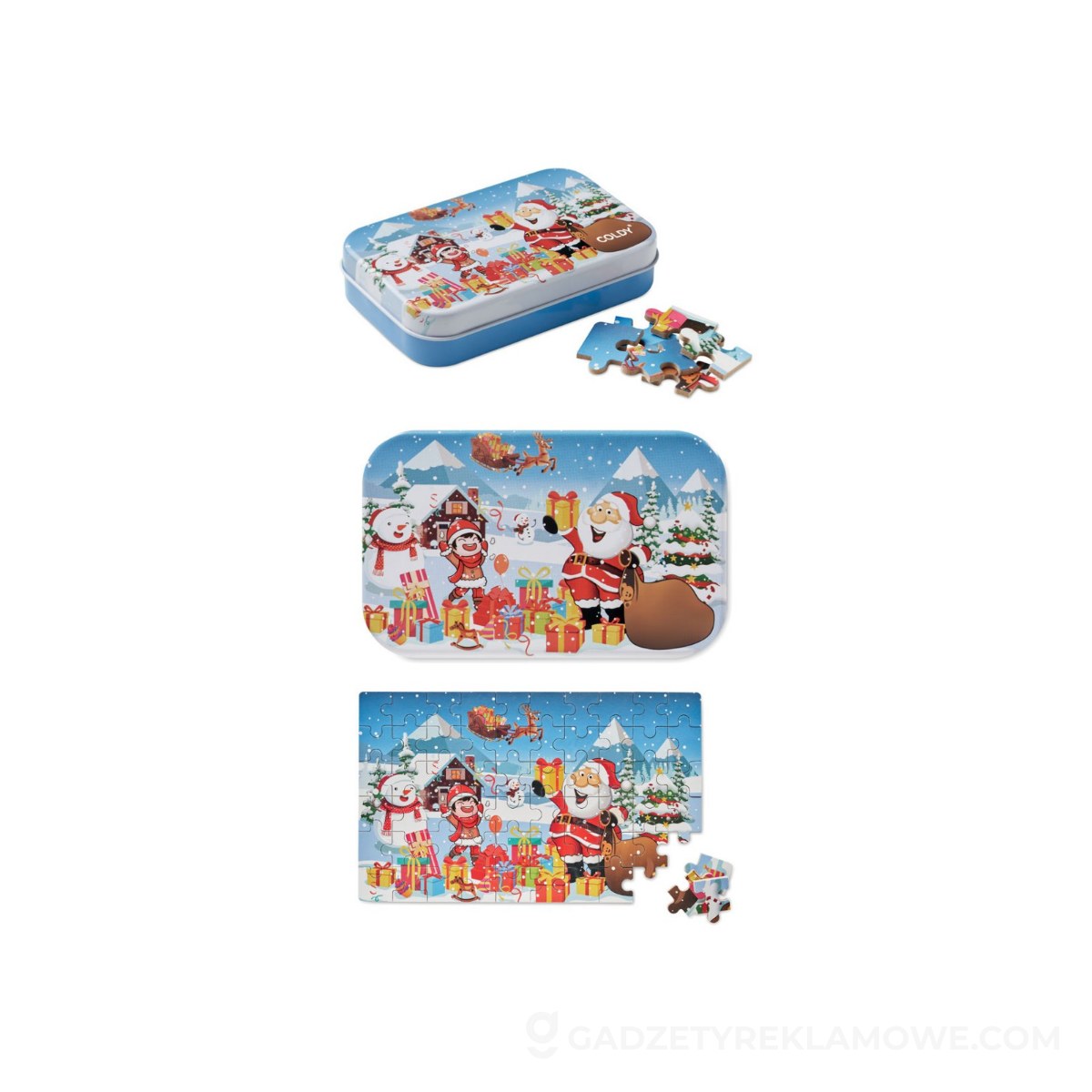 Gadżety reklamowe Czechowice-Dziedzice 12 Świąteczne, drewniane puzzle PAZURU - drewniane