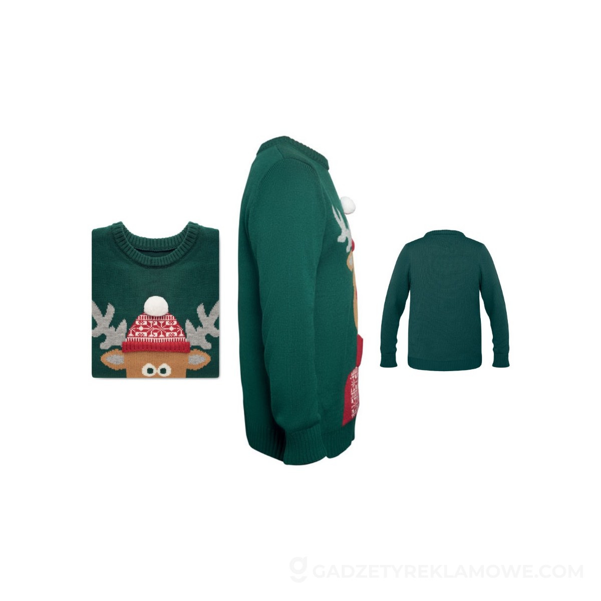 Gadżety reklamowe Zamość 10 Sweter świąteczny L/XL SHIMAS - zielony