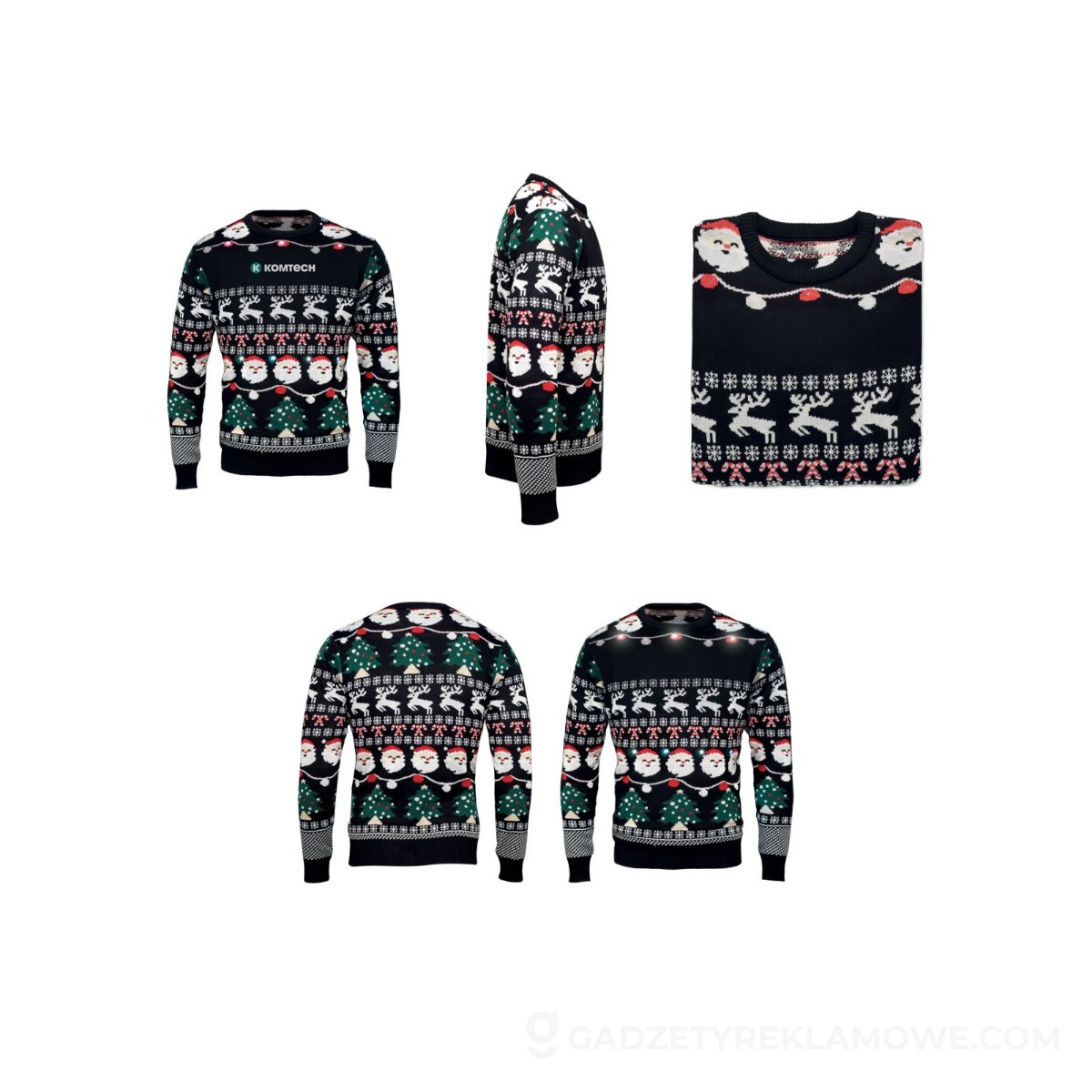Świąteczny sweter LED S/M SHAMIS - czarny