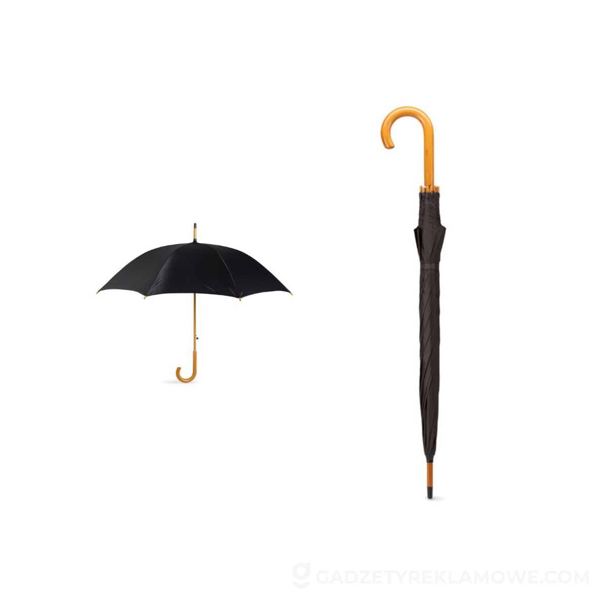 Parasol z drewnianą rączką CUMULI - czarny
