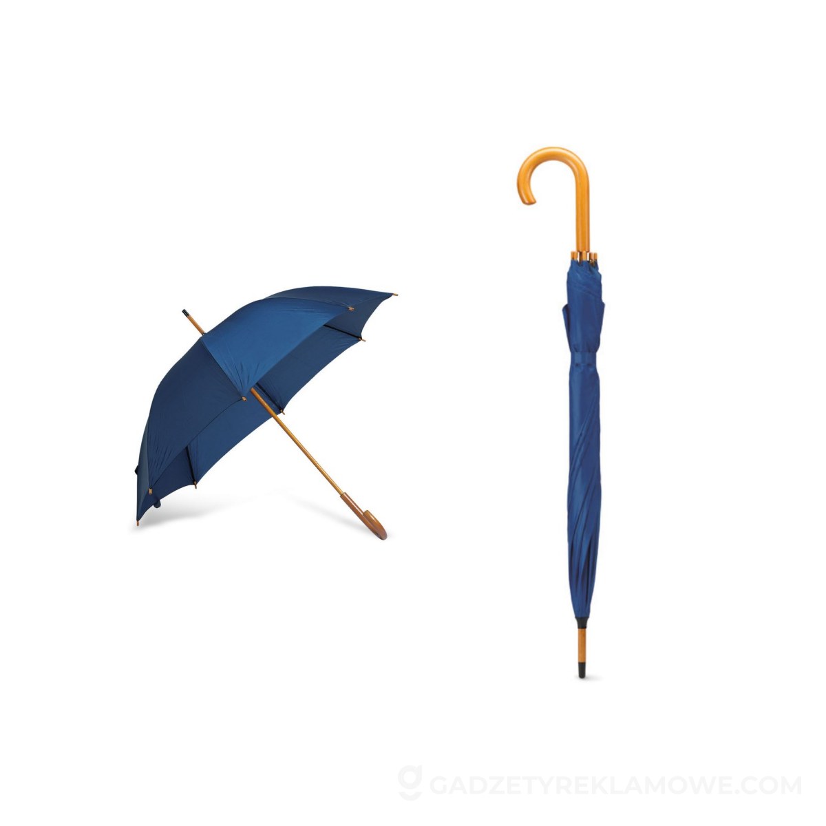 Parasol z drewnianą rączką CUMULI - niebieski