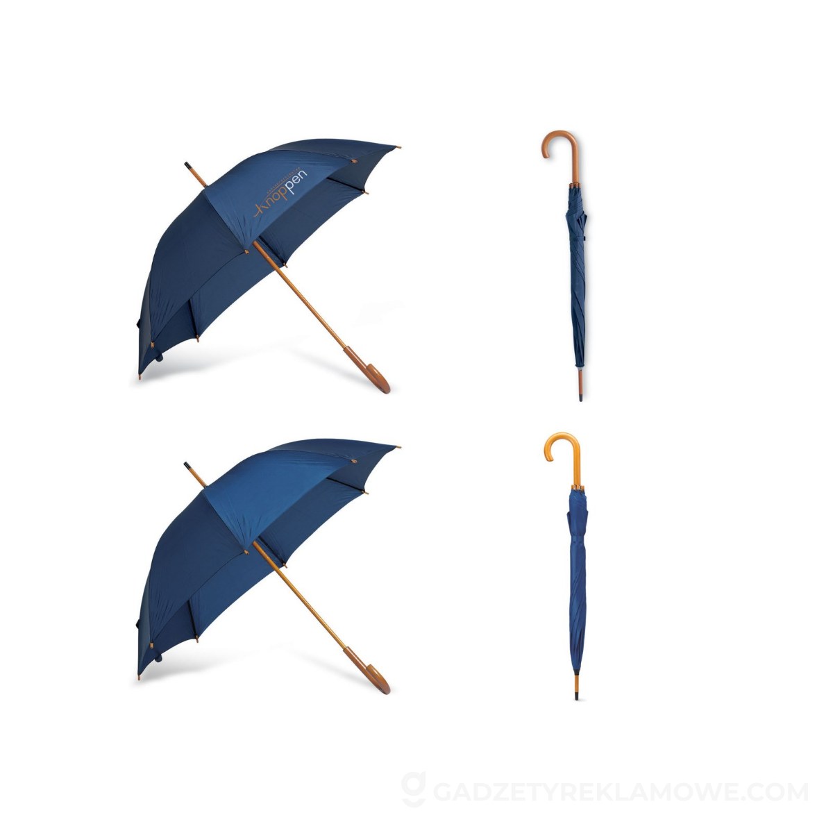 Parasol z drewnianą rączką CALA - niebieski