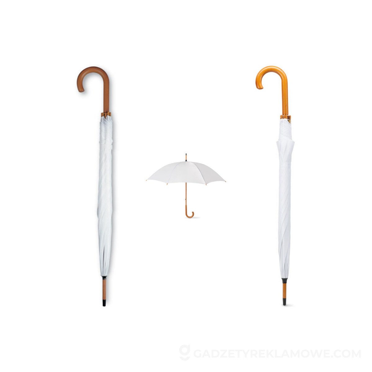 Parasol z drewnianą rączką CALA - biały
