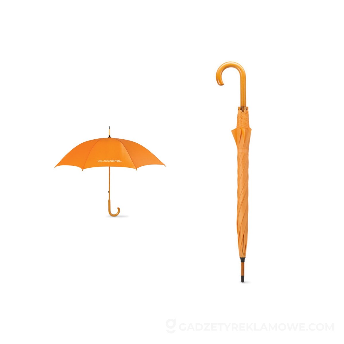 Parasol z drewnianą rączką CALA - pomarańczowy