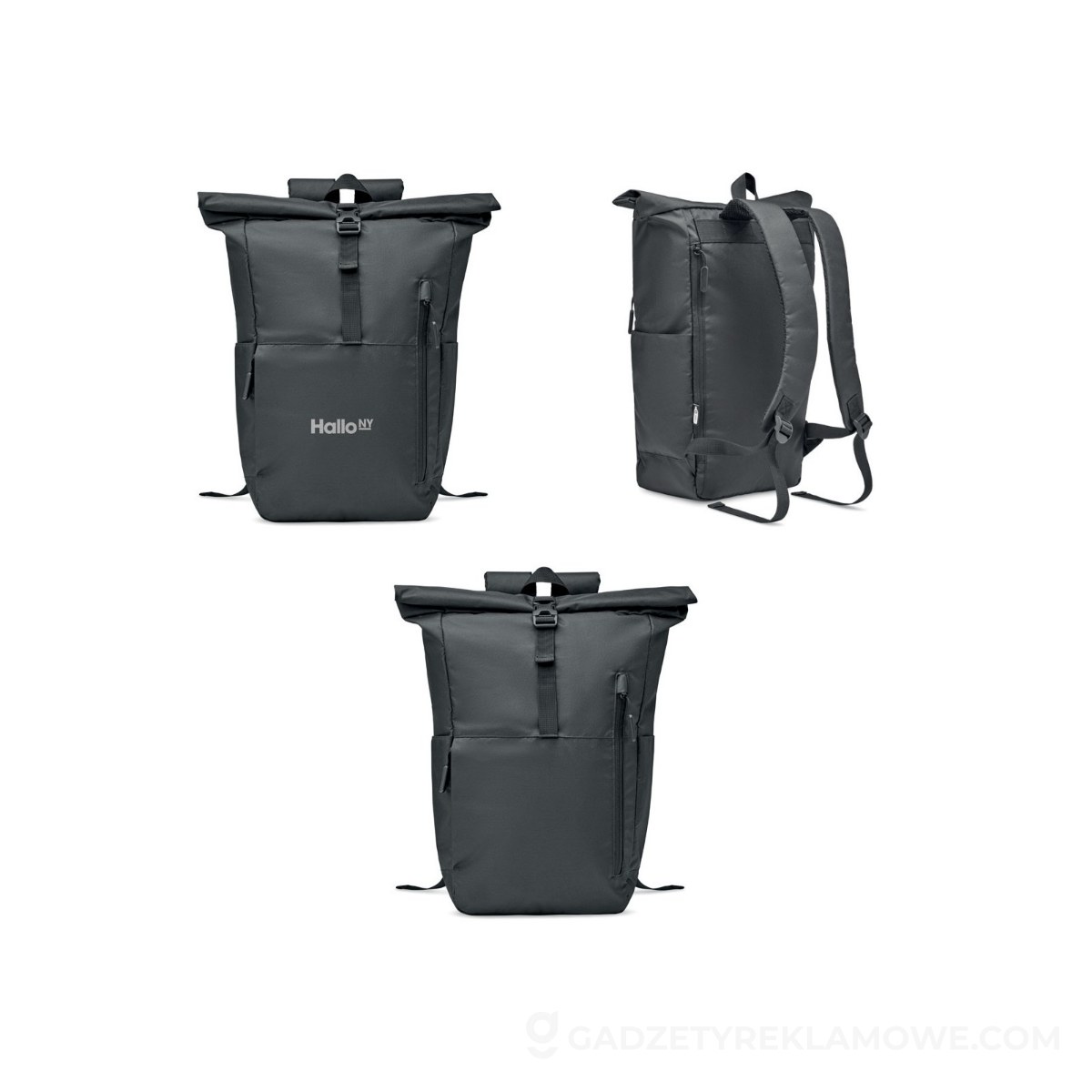 300D RPET plecak typu rolltop VALLEY ROLLPACK - czarny