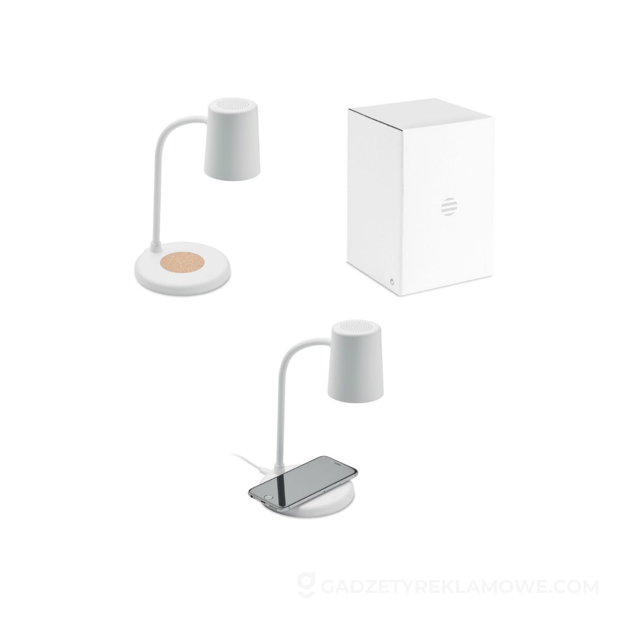 Lampa z ładowarką i głośnikiem SPOT - biała