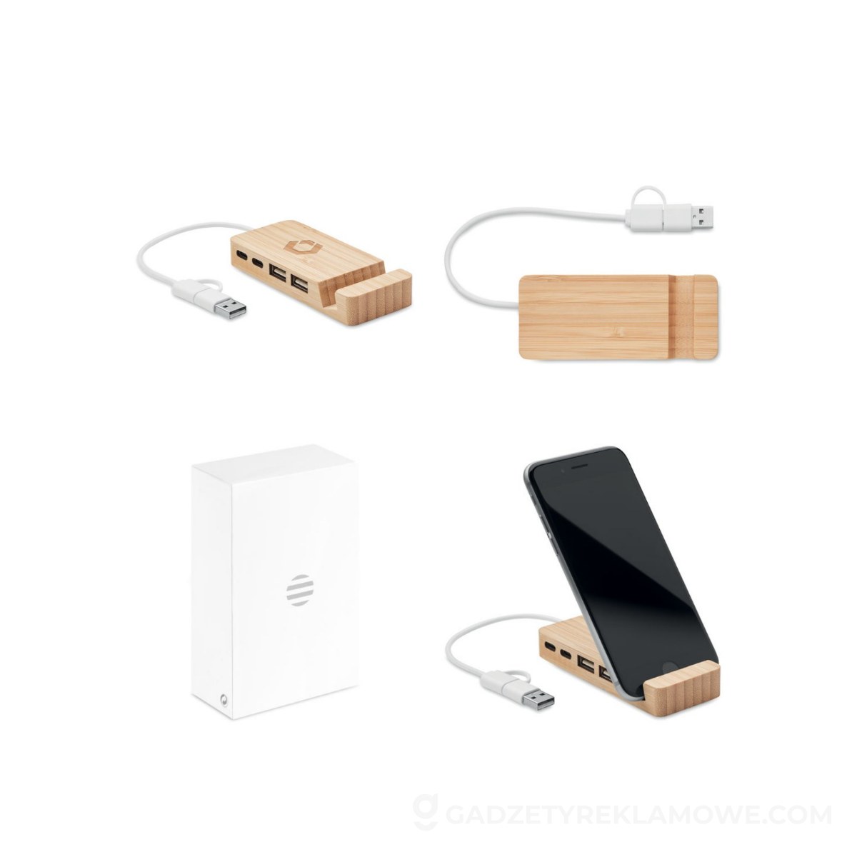 4-portowy bambusowy hub USB HUBSTAND - drewniany