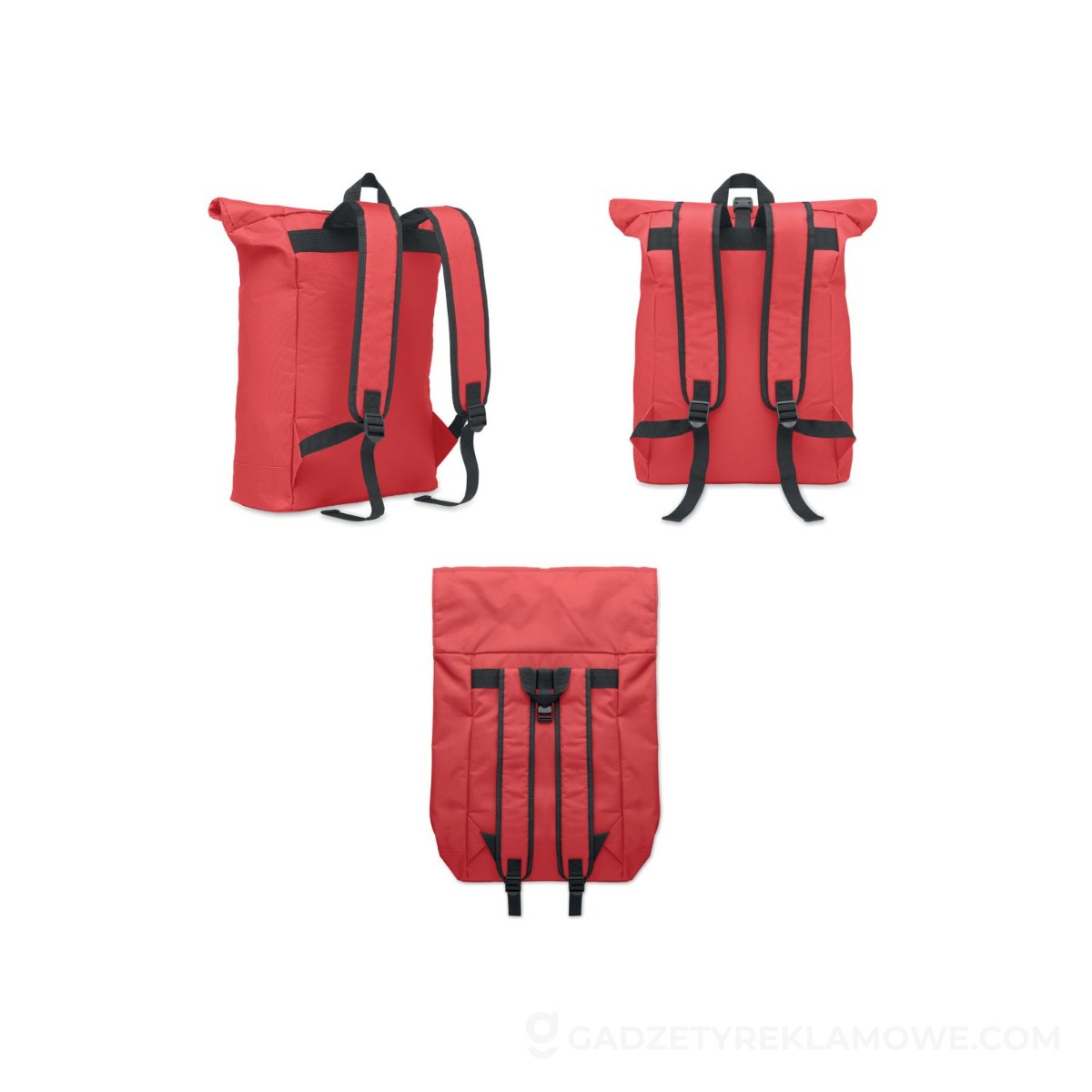 Plecak rolltop poliester 600D IREA - czerwony