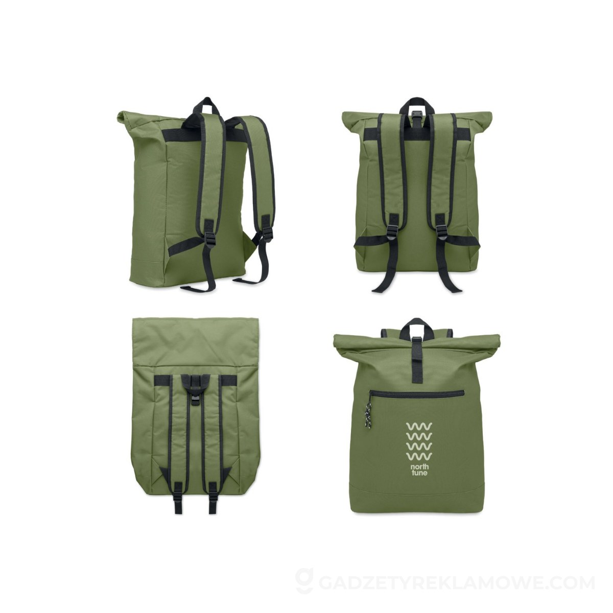 Plecak rolltop poliester 600D IREA - khaki