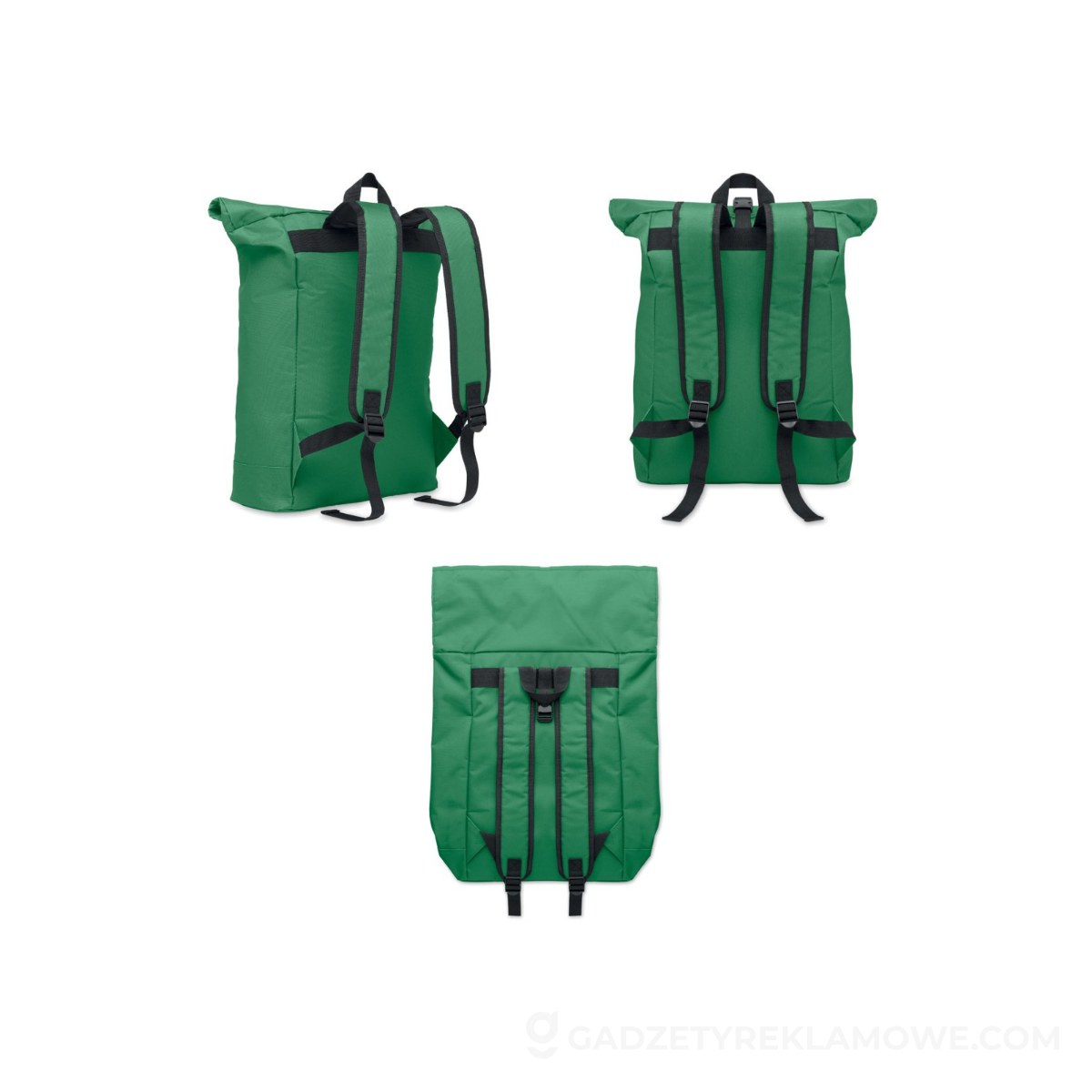 Plecak rolltop poliester 600D IREA - ciemnozielony