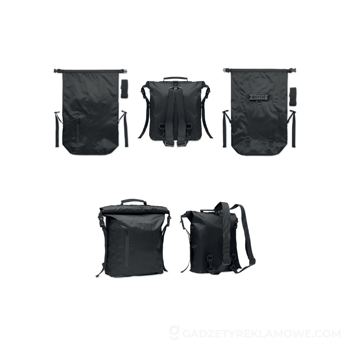 Wodoodporna torba RPET rolltop SCUBAROLL - czarna