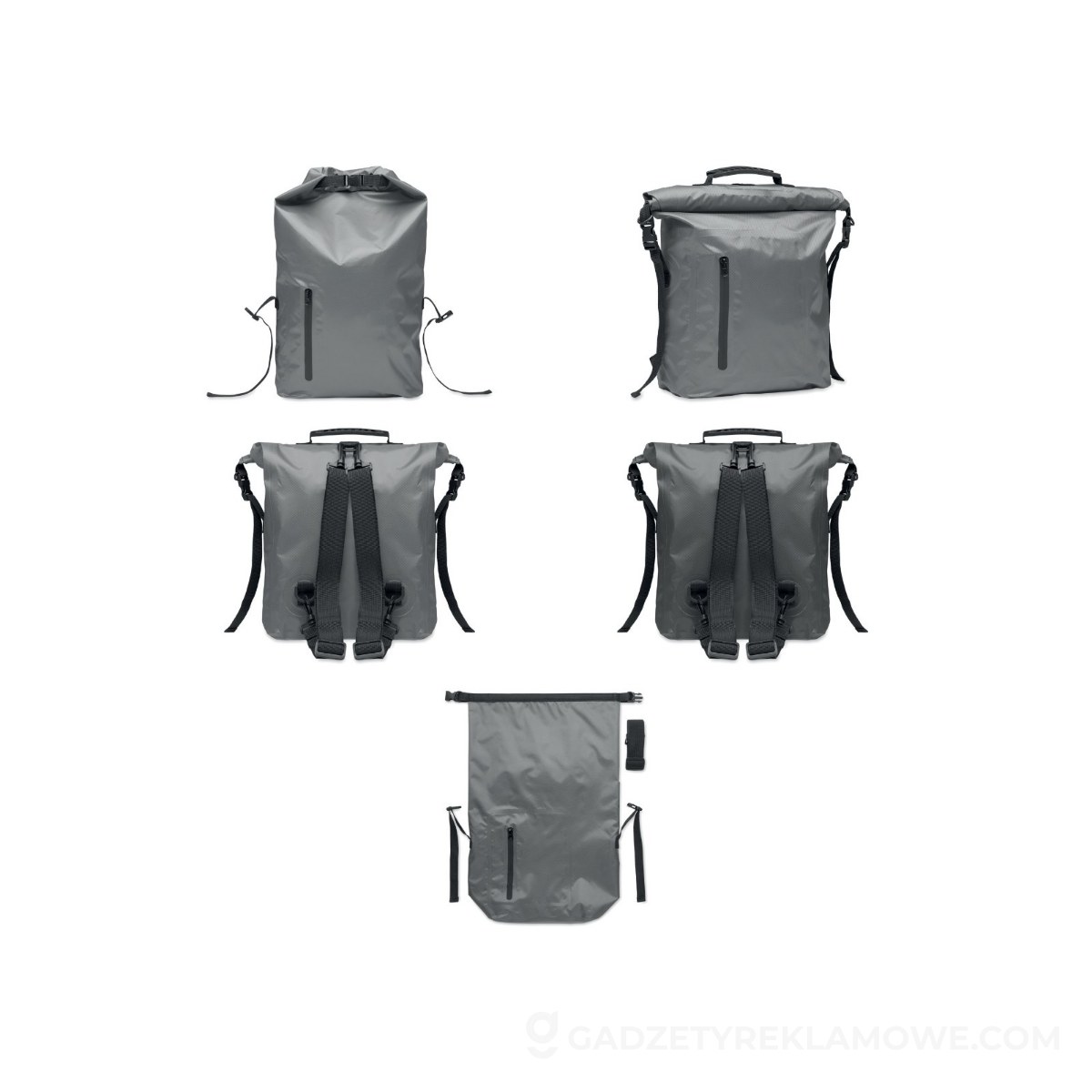 Wodoodporna torba RPET rolltop SCUBAROLL - ciemnoszara