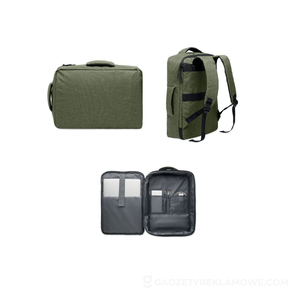 Smukły plecak na laptop 15 cal LAUGAR - khaki