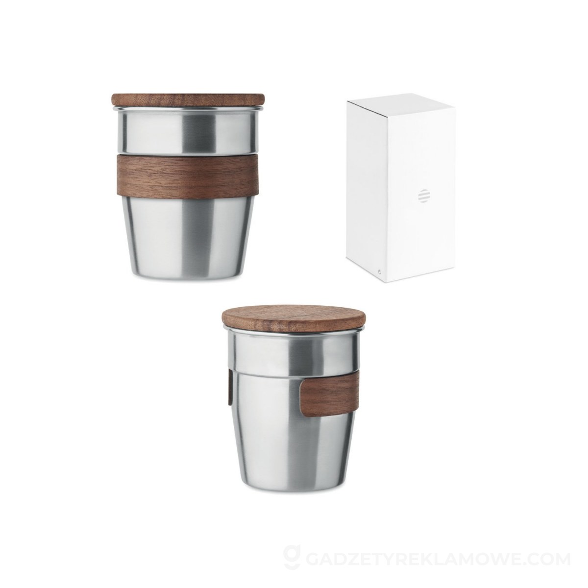 Kubek z pojedynczą ścianką 350 WALNUT - srebrny