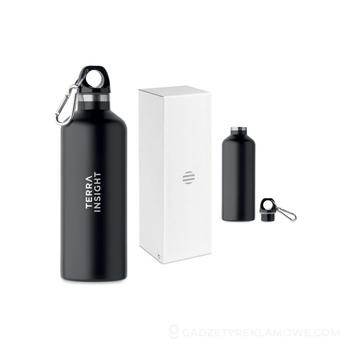 Butelka dwuścienna 500 ml CARABI - czarna