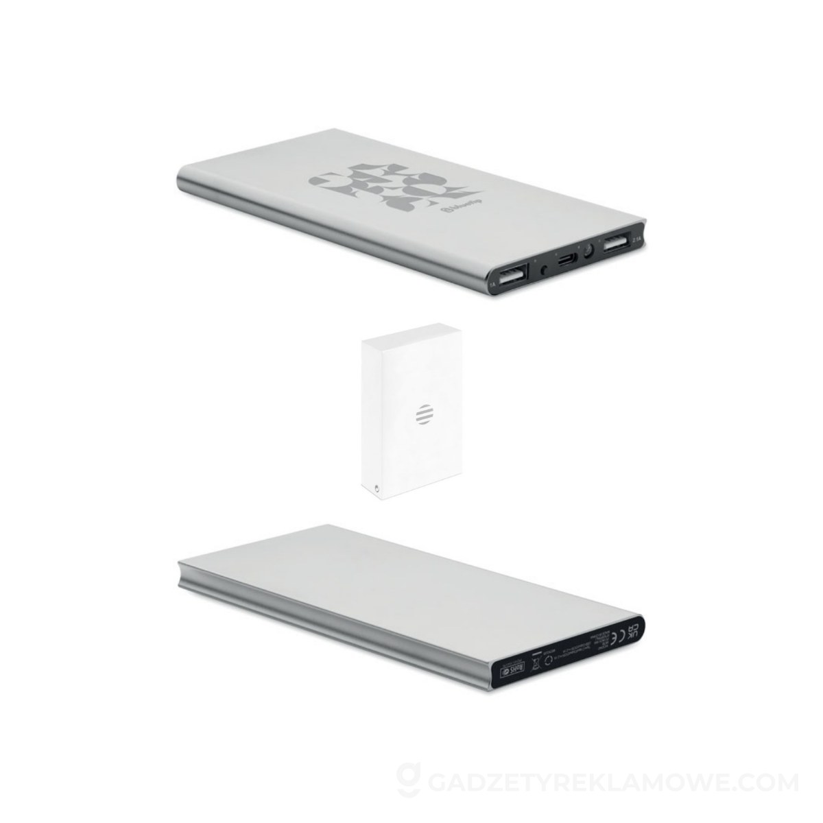 Power bank 8000 mAh POWERFLAT8C - srebrny