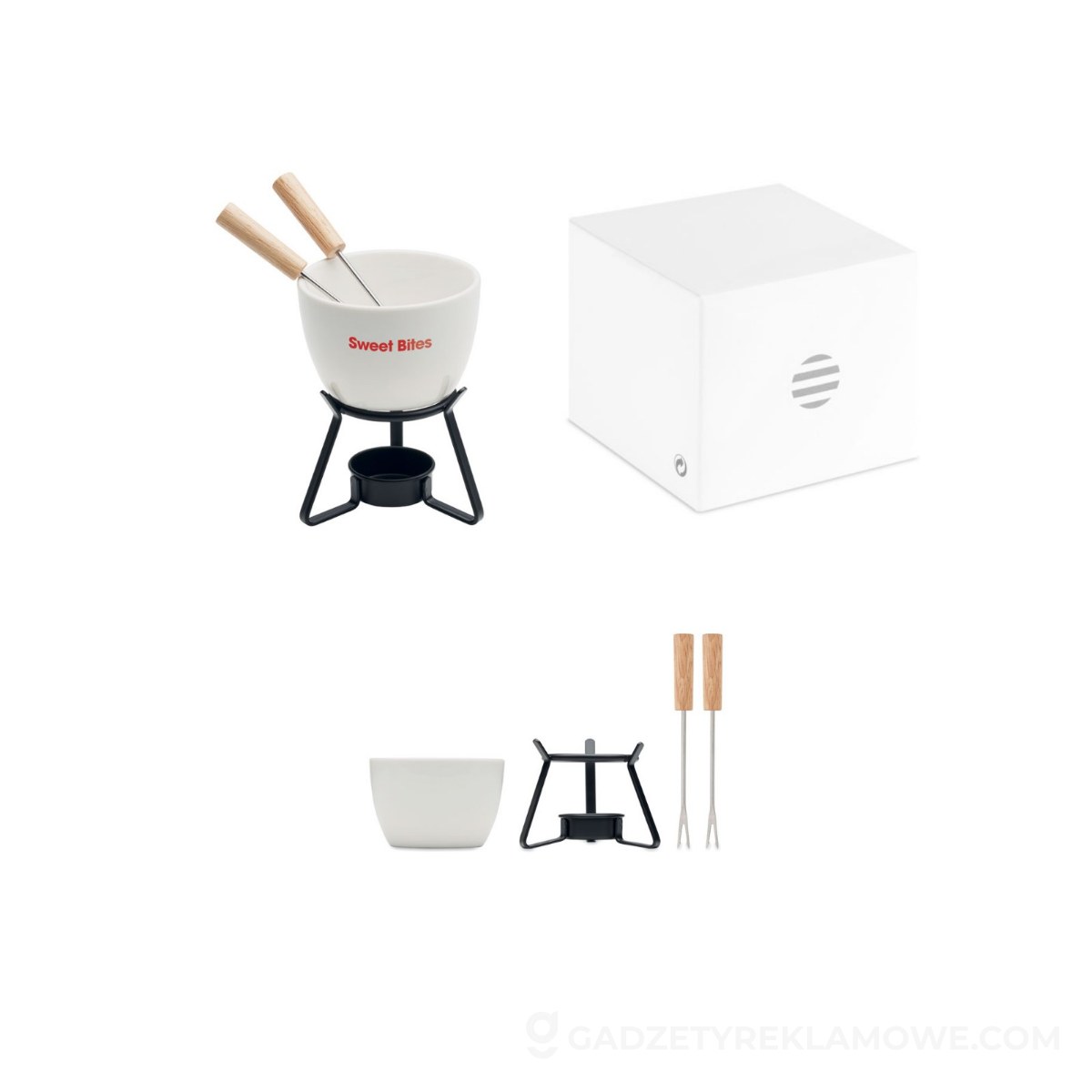 Zestaw do fondue 240 ml KASE - biały