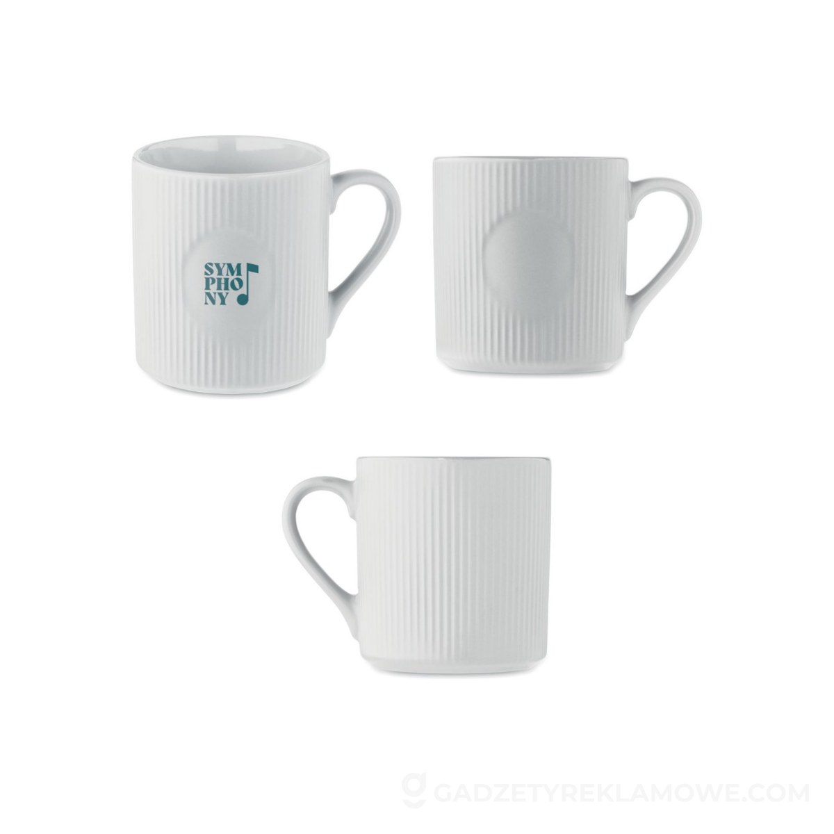 Kubek ceramiczny w prążki 340 m RIBMUG - biały