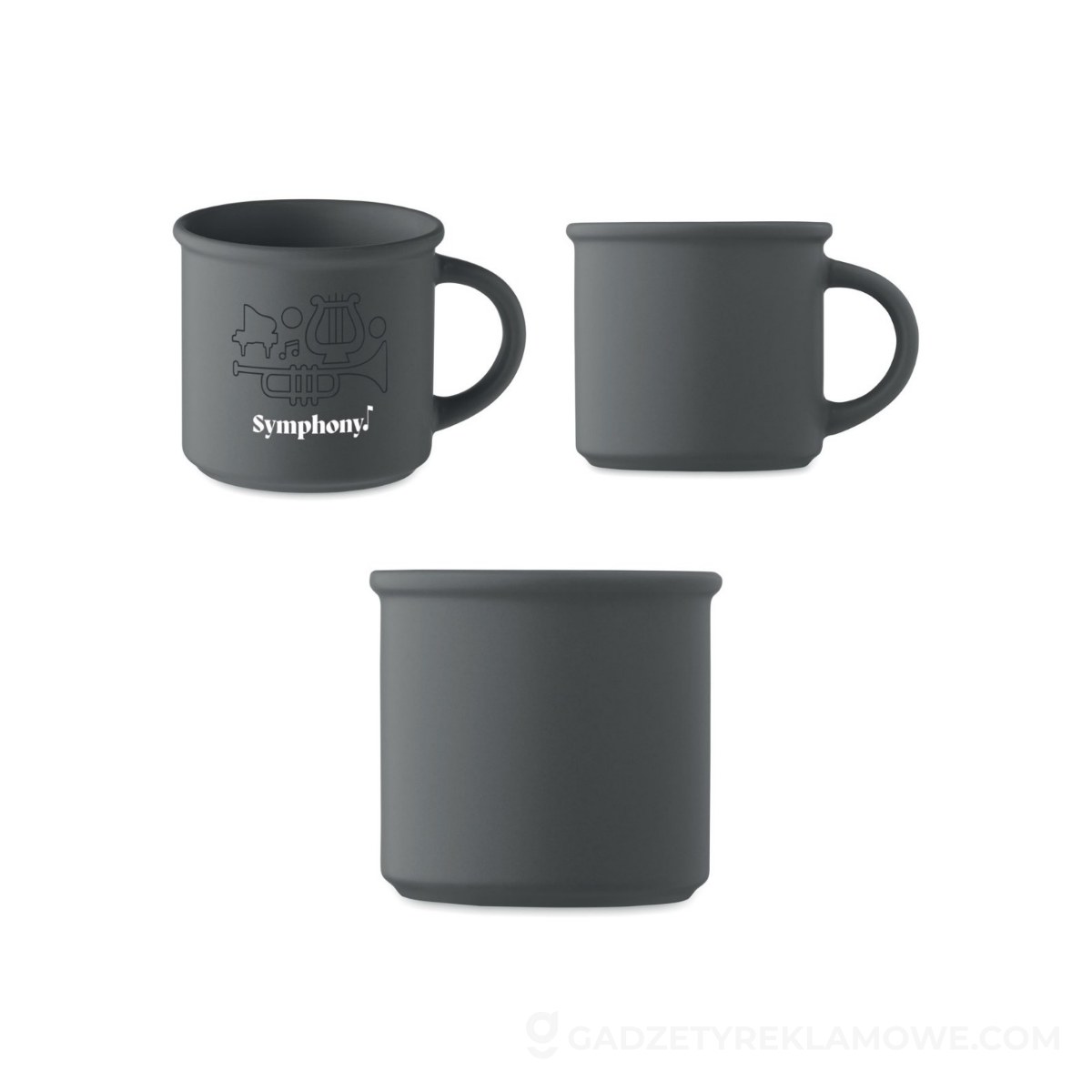 Gadżety reklamowe Kościerzyna 3 Matowy kubek ceramiczny 300 ml CUPAGE - szary