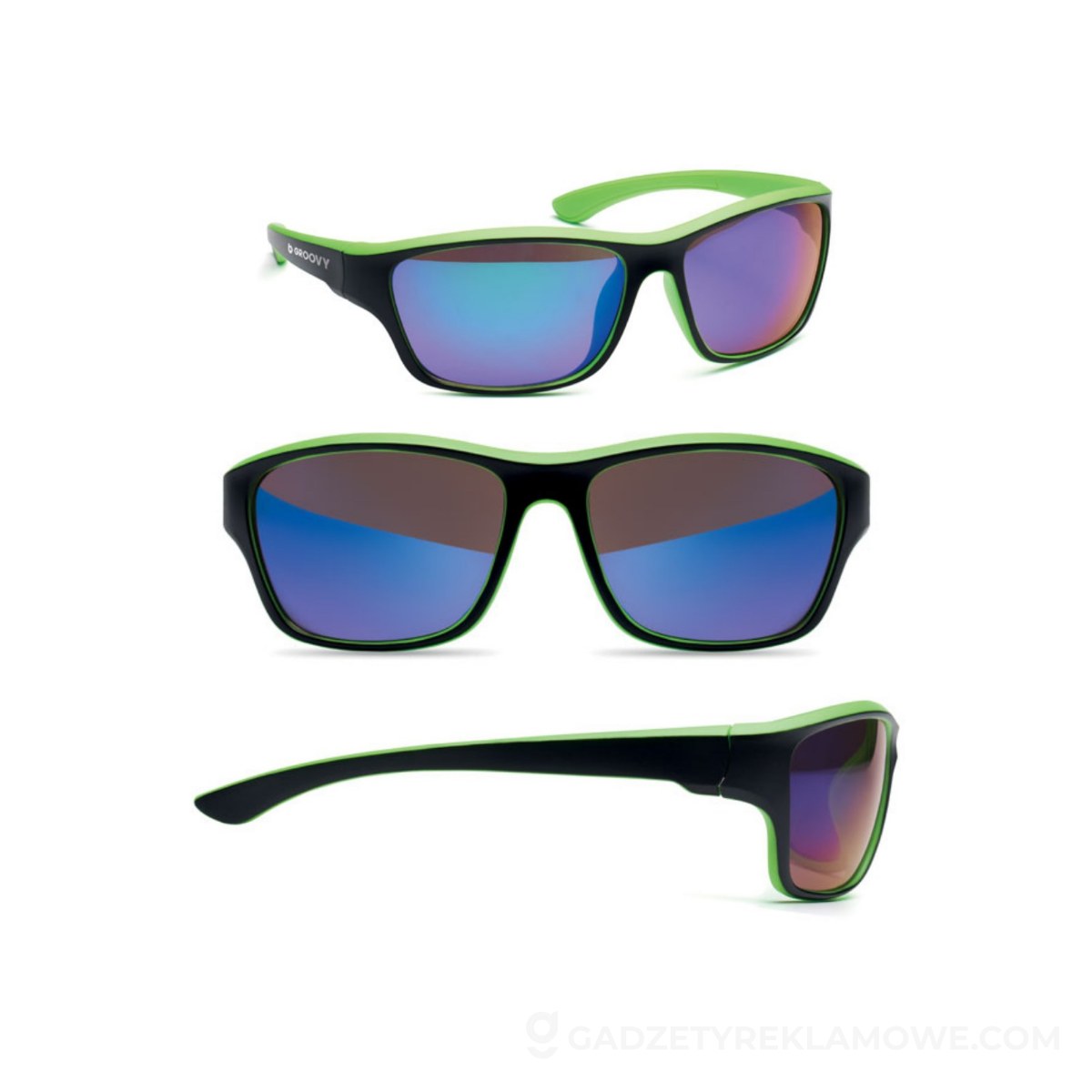 Lustrzane sportowe okulary prze YUMA - limonkowe
