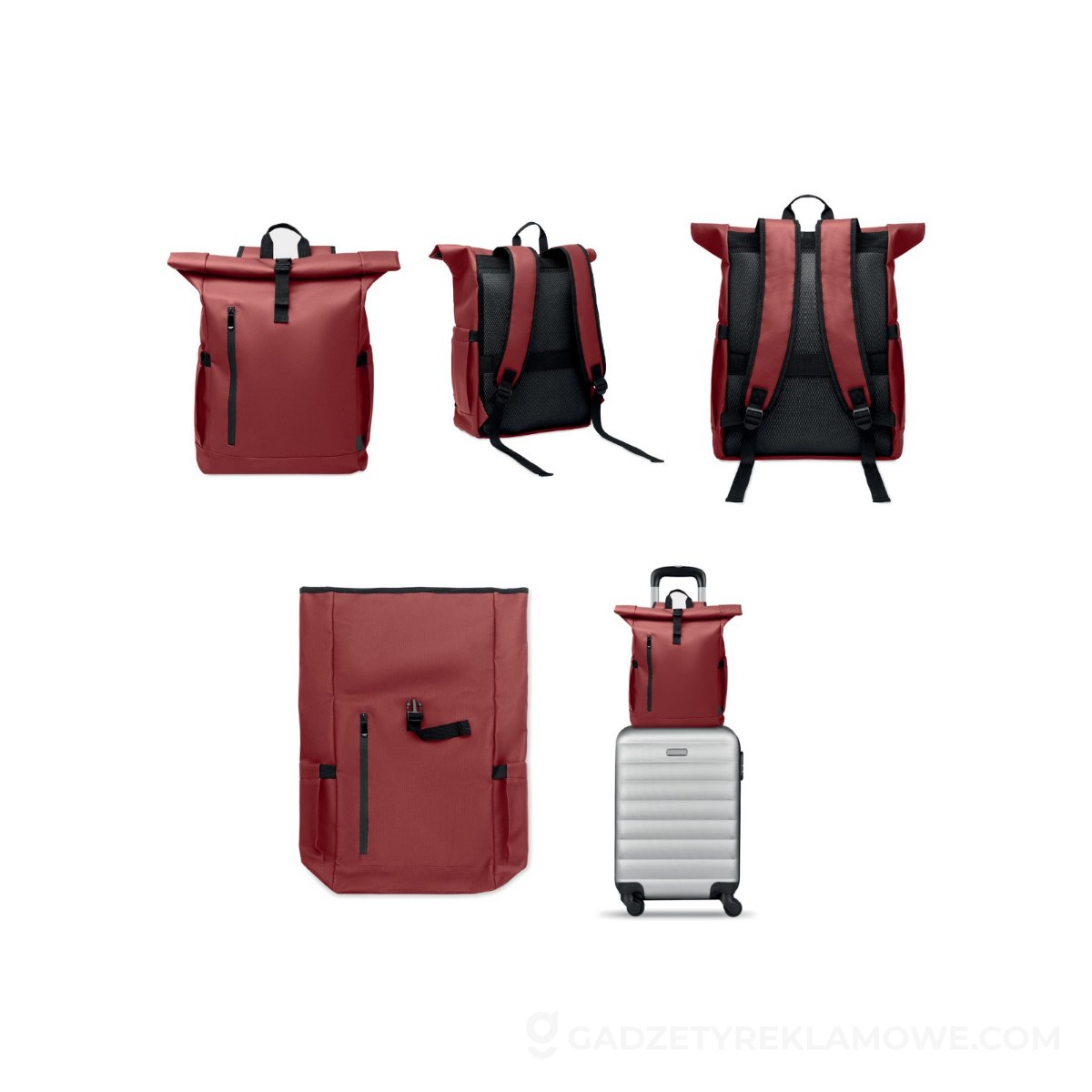Plecak na laptopa Rolltop 600D BANGKOK ROLL - burgundowy