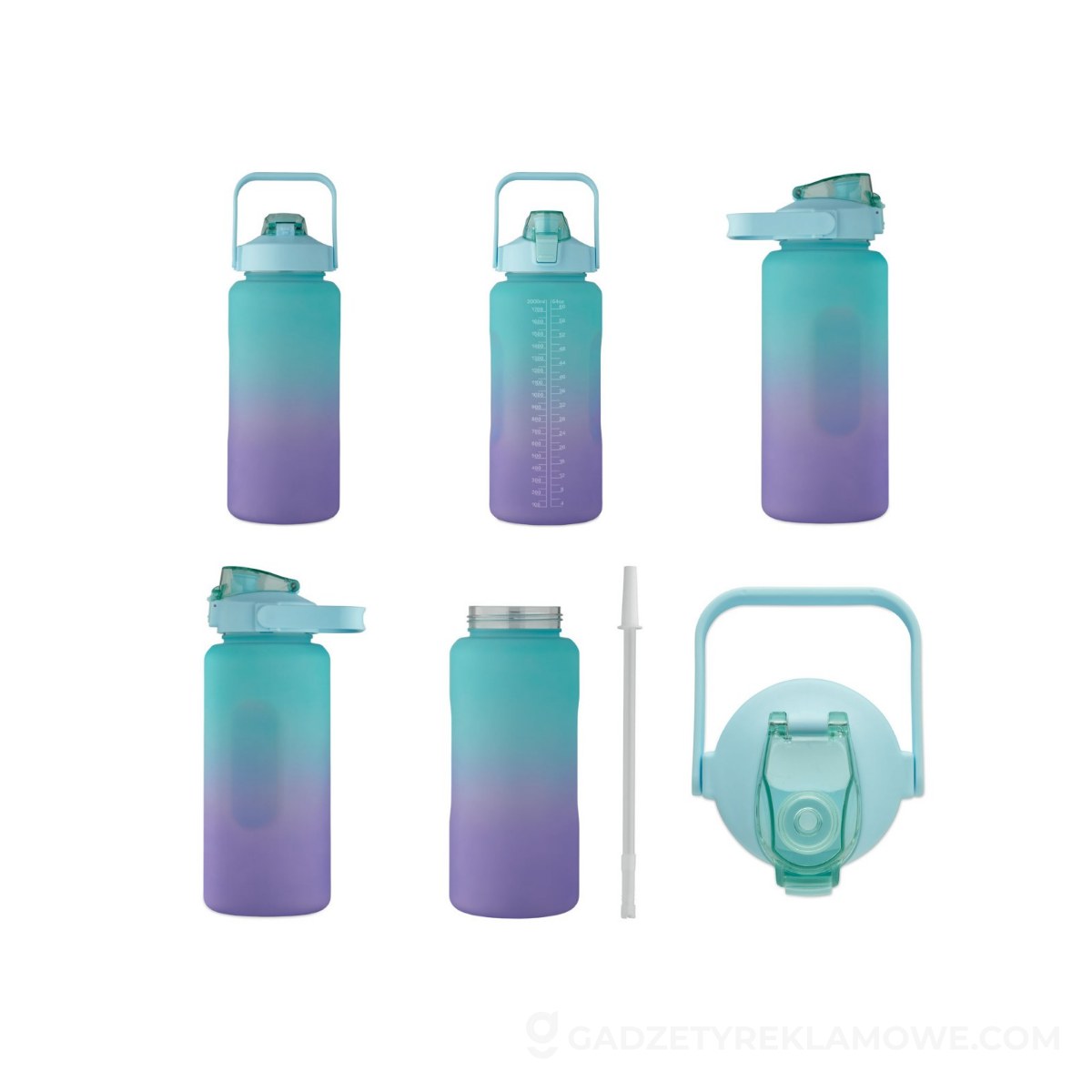 Butelka na wodę RPET 2000ml ACTIVATE MAX - turkusowa