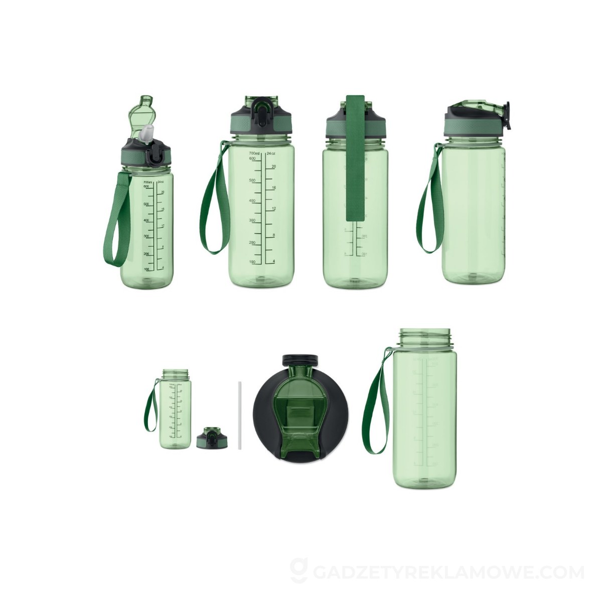 Butelka sportowa Enkel 700 ml - przezroczysta zielona