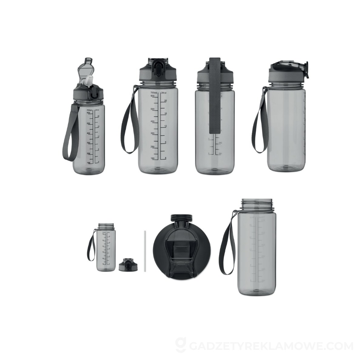 Butelka sportowa Enkel 700 ml - przezroczysta szara
