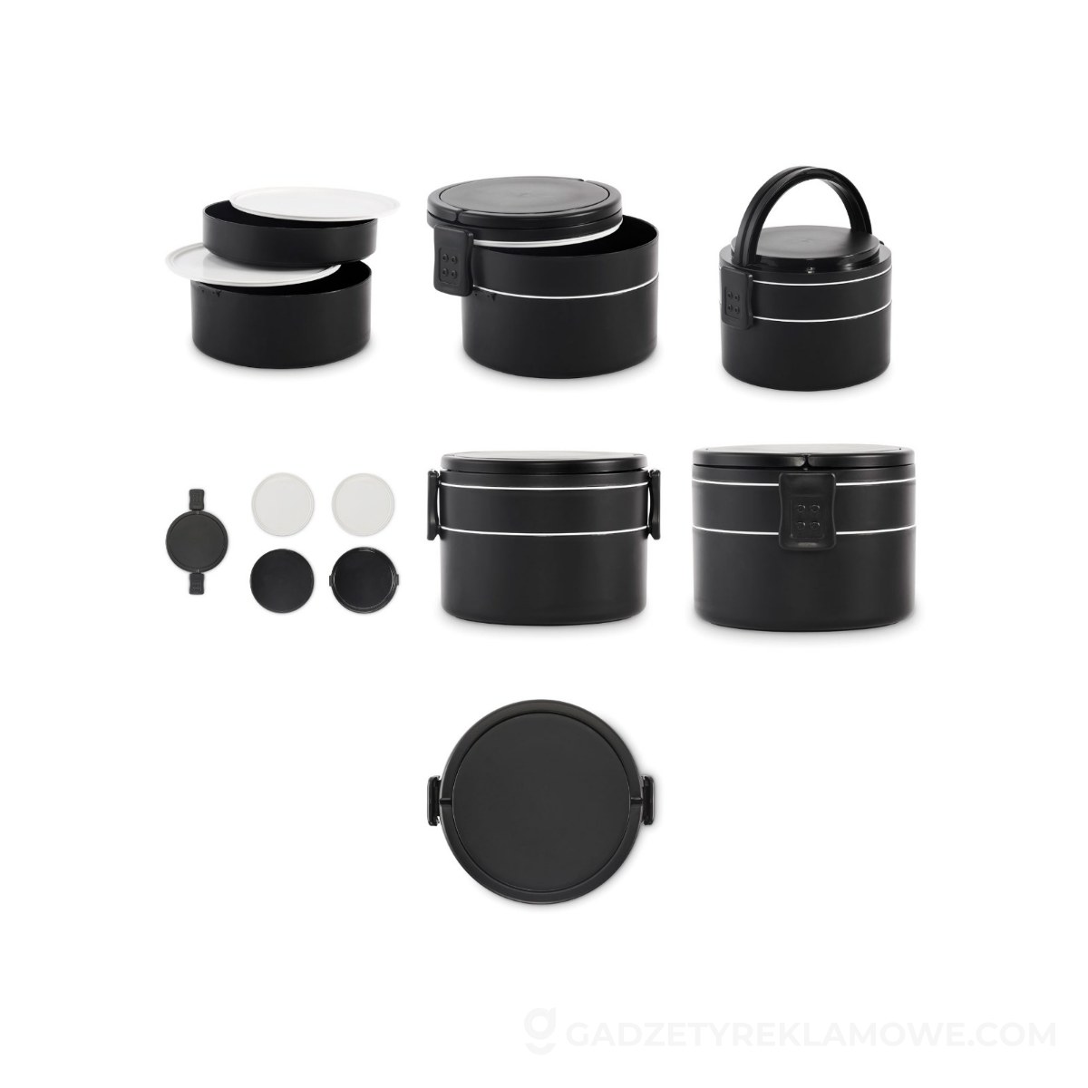 Lunchbox PP 2 poziomy 950 ml ENSALA - czarny