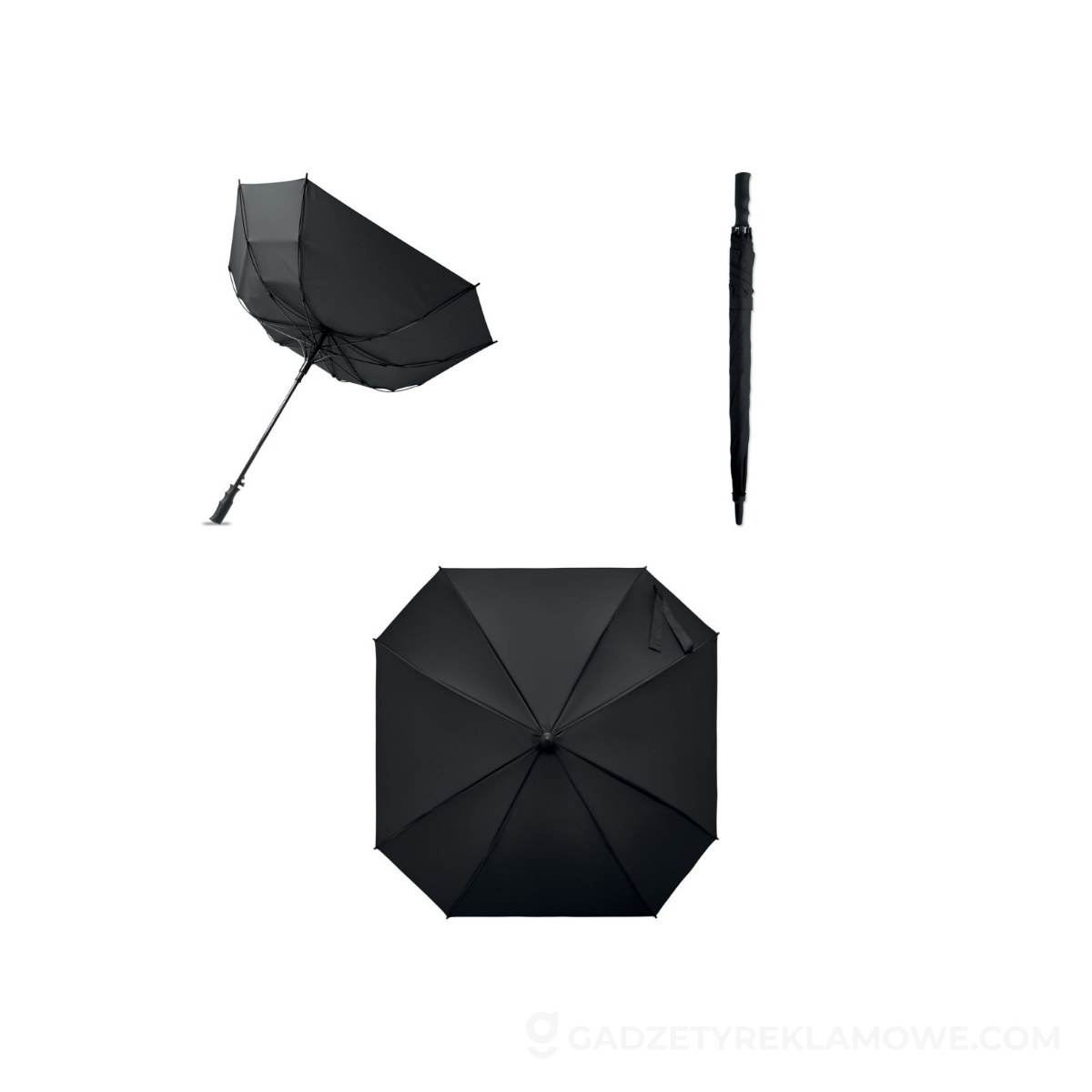 23'' Wiatroodporny parasol AMBOLI - czarny