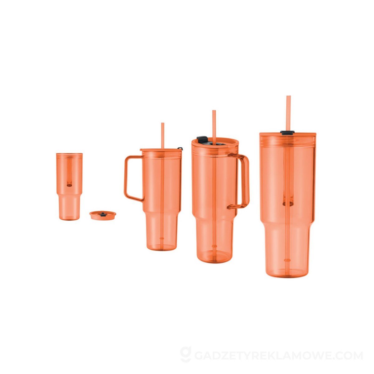 Kubek z RPET 1200ml MUGORA - przezroczysty pomarańczowy