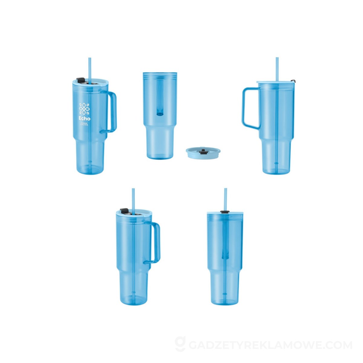 Kubek z RPET 1200ml MUGORA - przezroczysty jasnoniebieski
