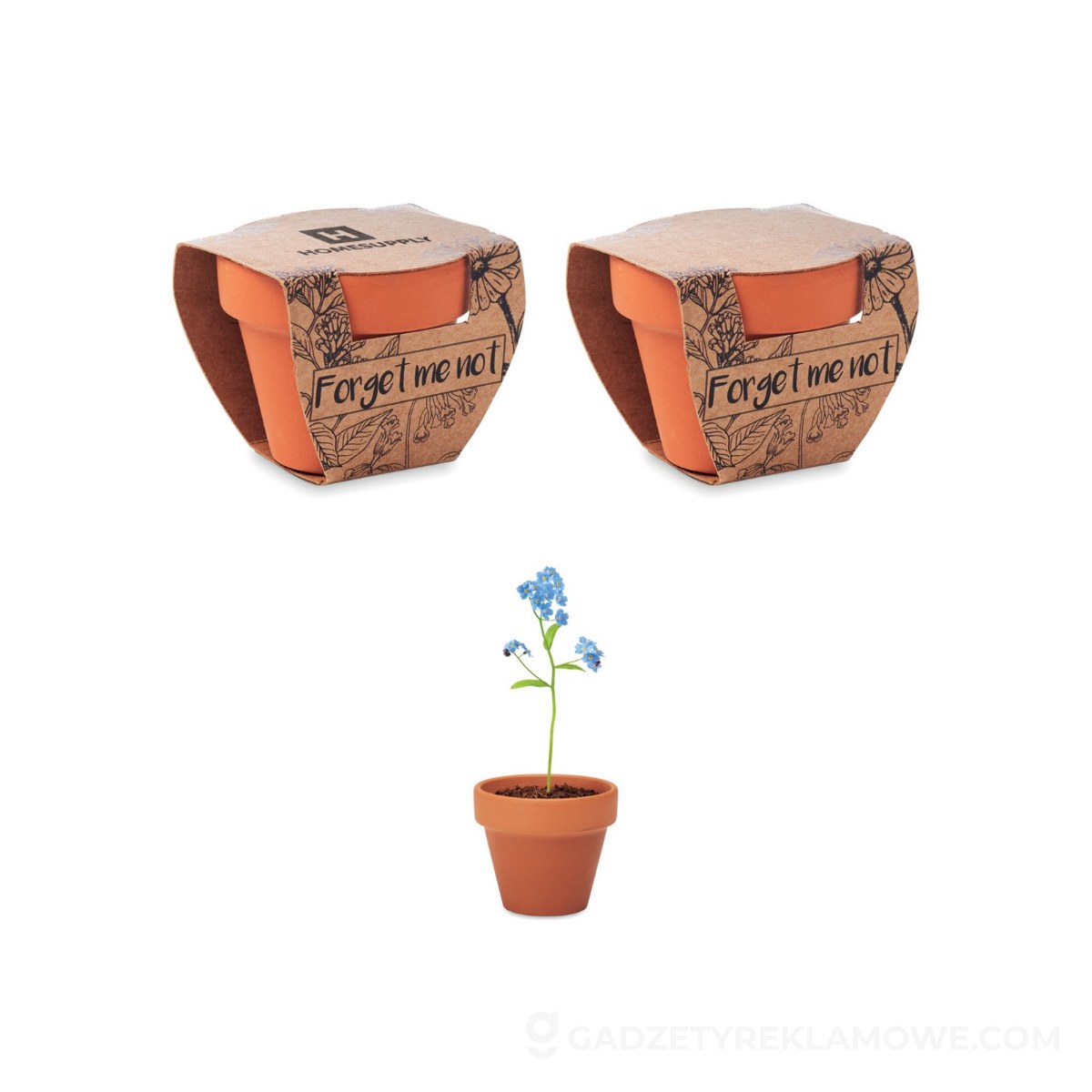 Doniczka, niezapominajka FORGET ME NOT - drewniana