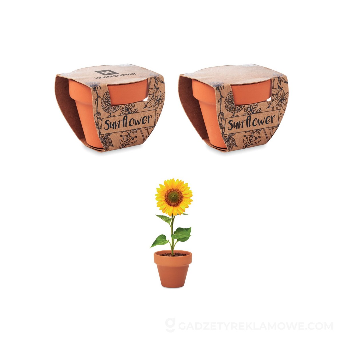 Doniczka, słonecznik SUNFLOWER - drewniana