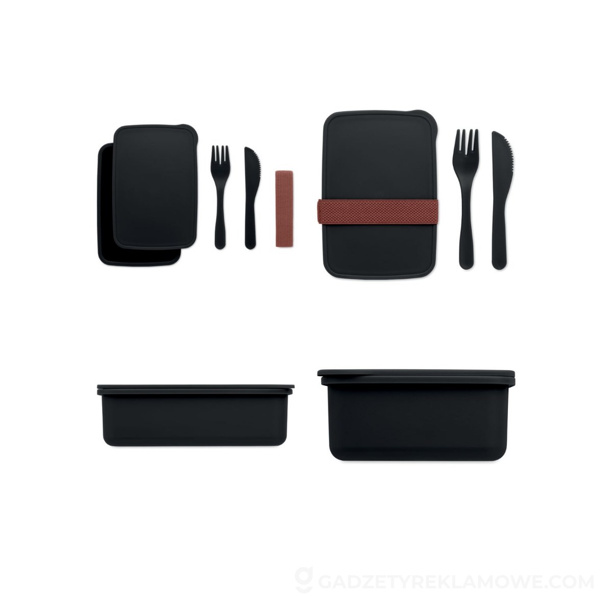 Gadżety reklamowe Goleniów 12 Lunchbox ze sztućcami SUNDAY - czarny