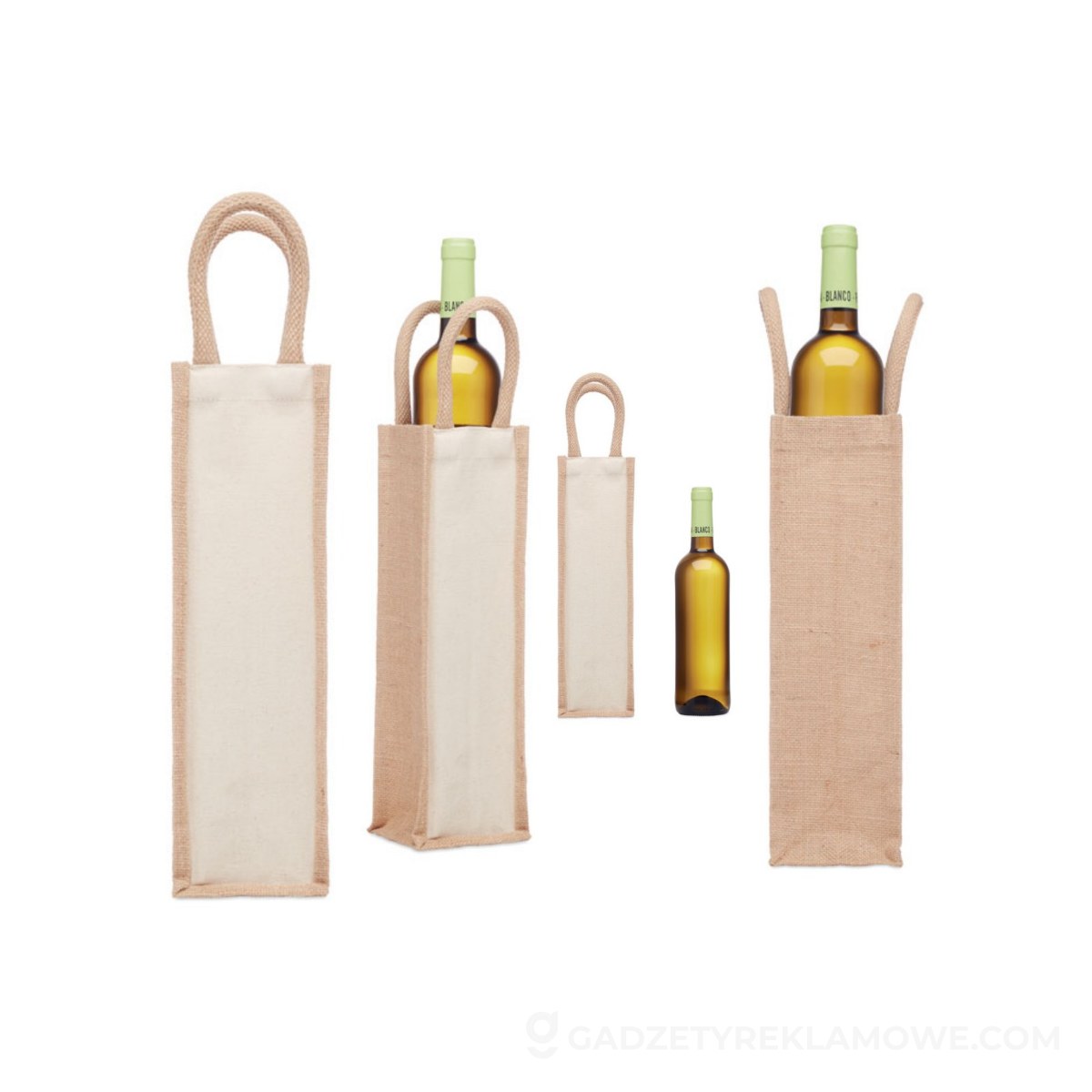 Jutowa torba na wino/1 butelka CAMPO DI VINO - beżowa